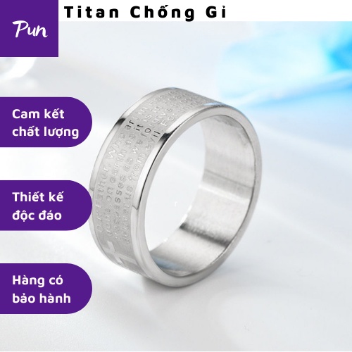 Nhẫn nam nữ tròn Unisex màu bạc Thời trang hàn quốc Punstore chất liệu Titan đẹp đơn giản - Nhẫn Đen Bạc Cross