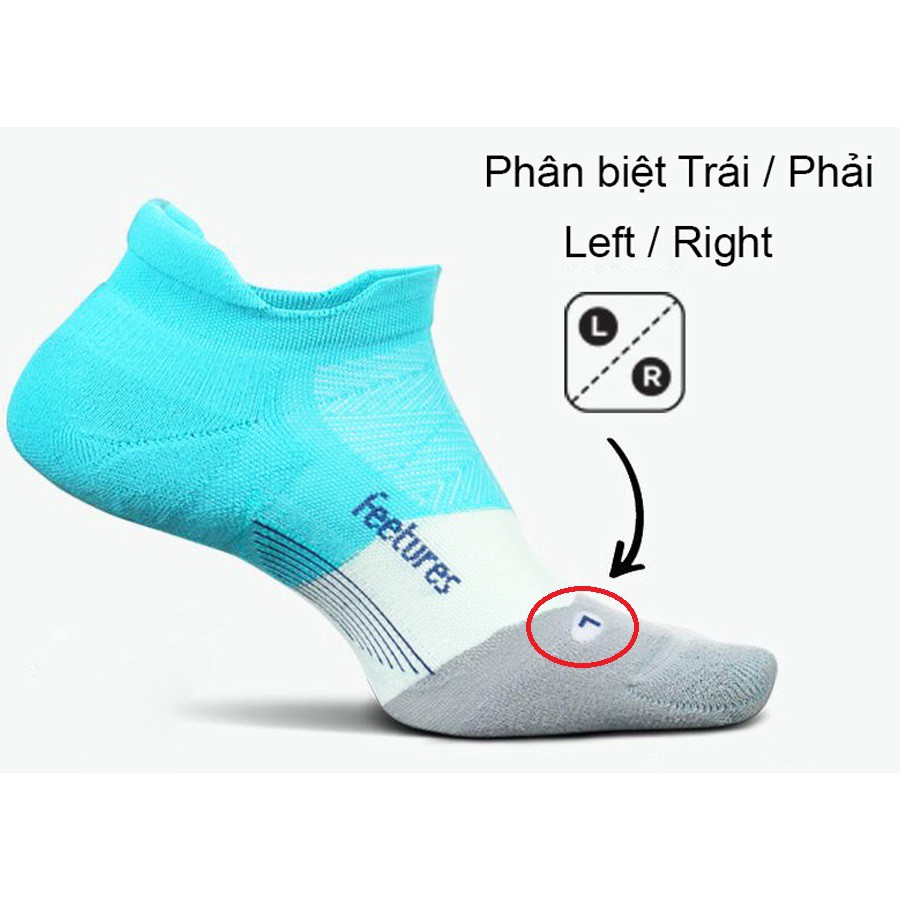 Tất vớ chạy bộ Feetures cổ ngắn ( SET 4 đôi ) thể thao nam nữ, hàng dệt kim 100% cotton xuất khẩu Mỹ