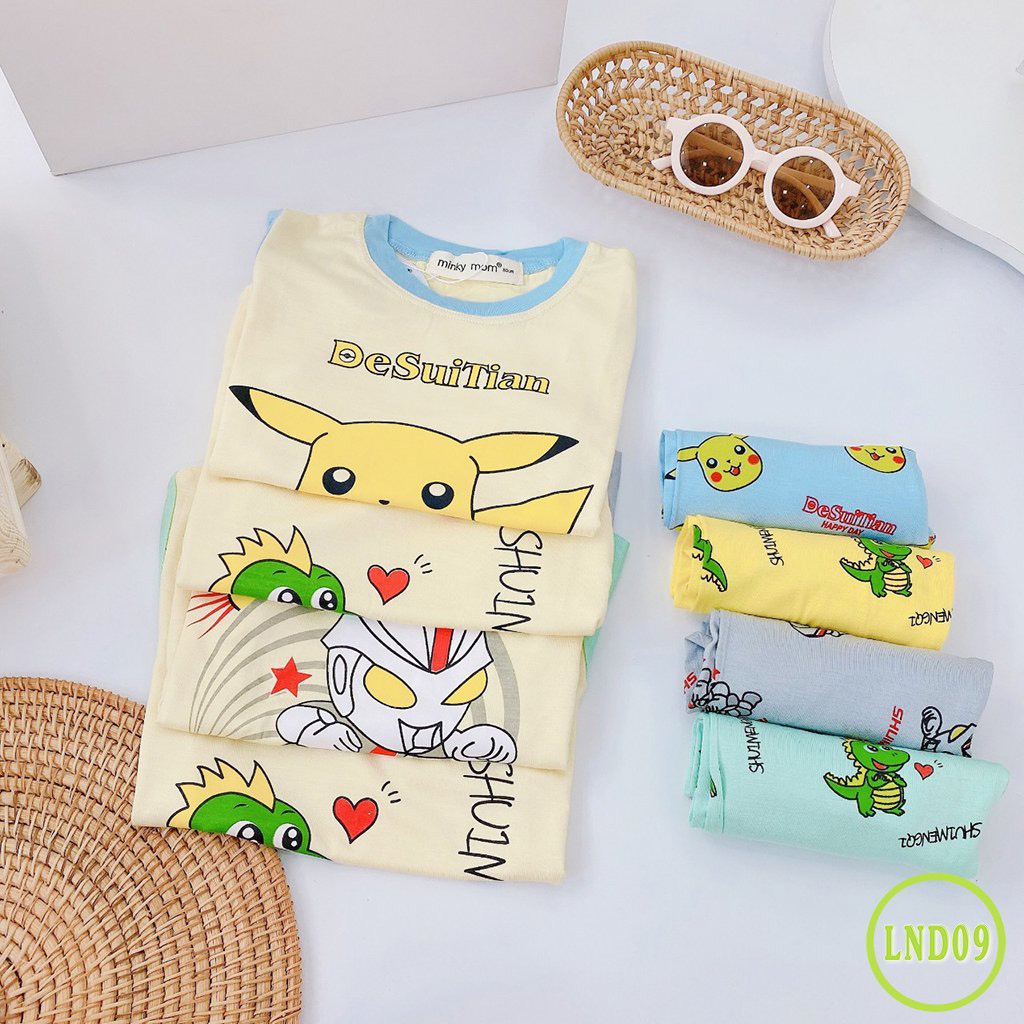 [LND09] Bộ Cộc Tay, Quần Dài Thun Lạnh MINKY MOM CÓ SIZE ĐẠI In Hình Dễ Thương Mềm Mịn Thoáng Mát, Hàng Chuẩn Đẹp Cho Bé