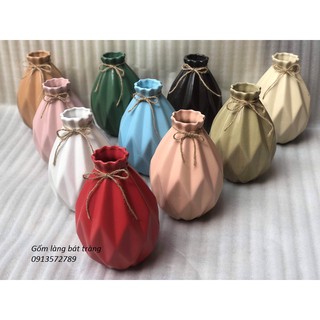 Lọ hoa kim cương- gốm sứ bát tràng - bình hoa trang trí decor