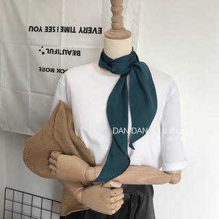 KHĂN LỤA TRƠN THẮT NƠ CỔ ÁO SƠ MI MÀU TRƠN