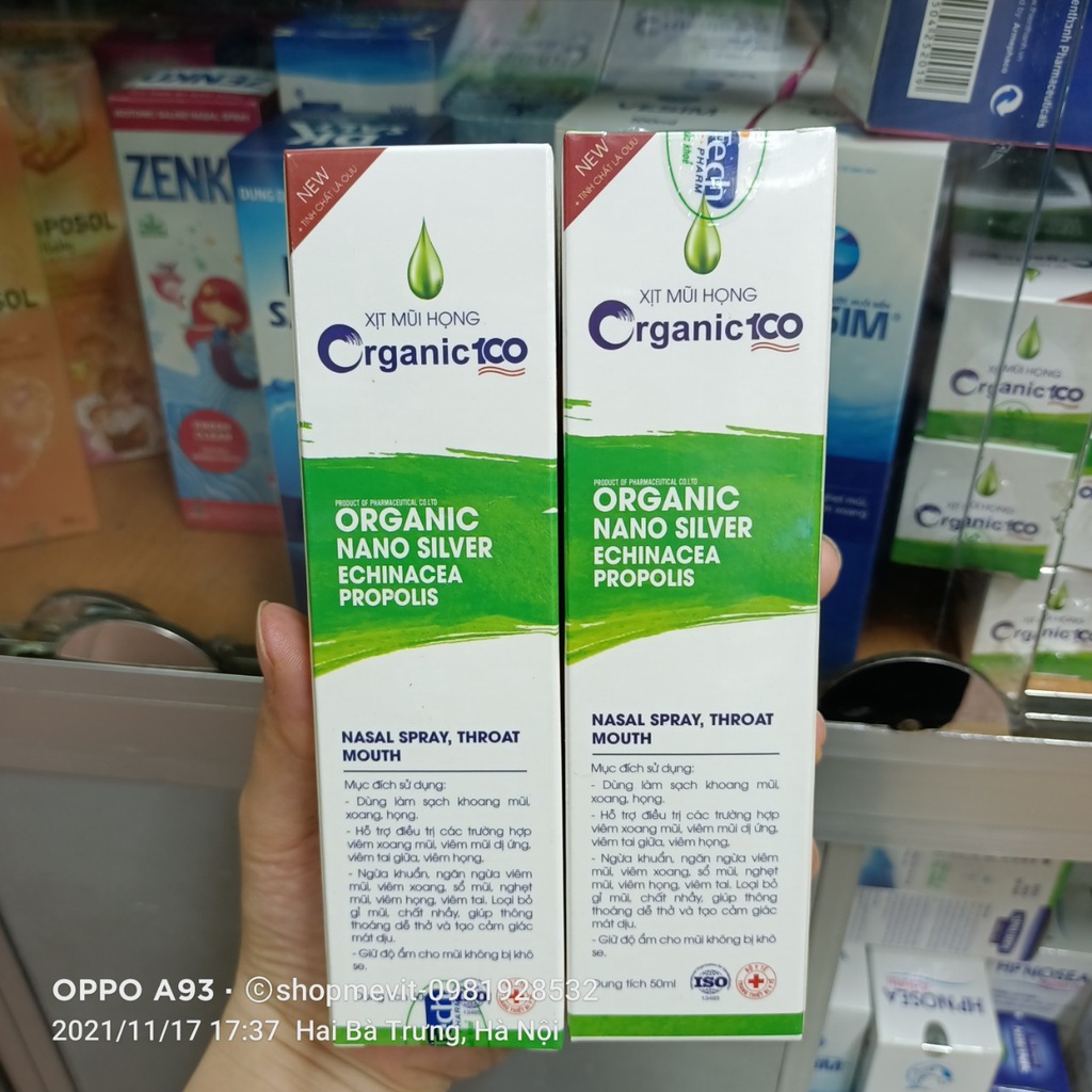 [Chính hãng] Xịt Mũi Họng Thảo Dược Organic 100