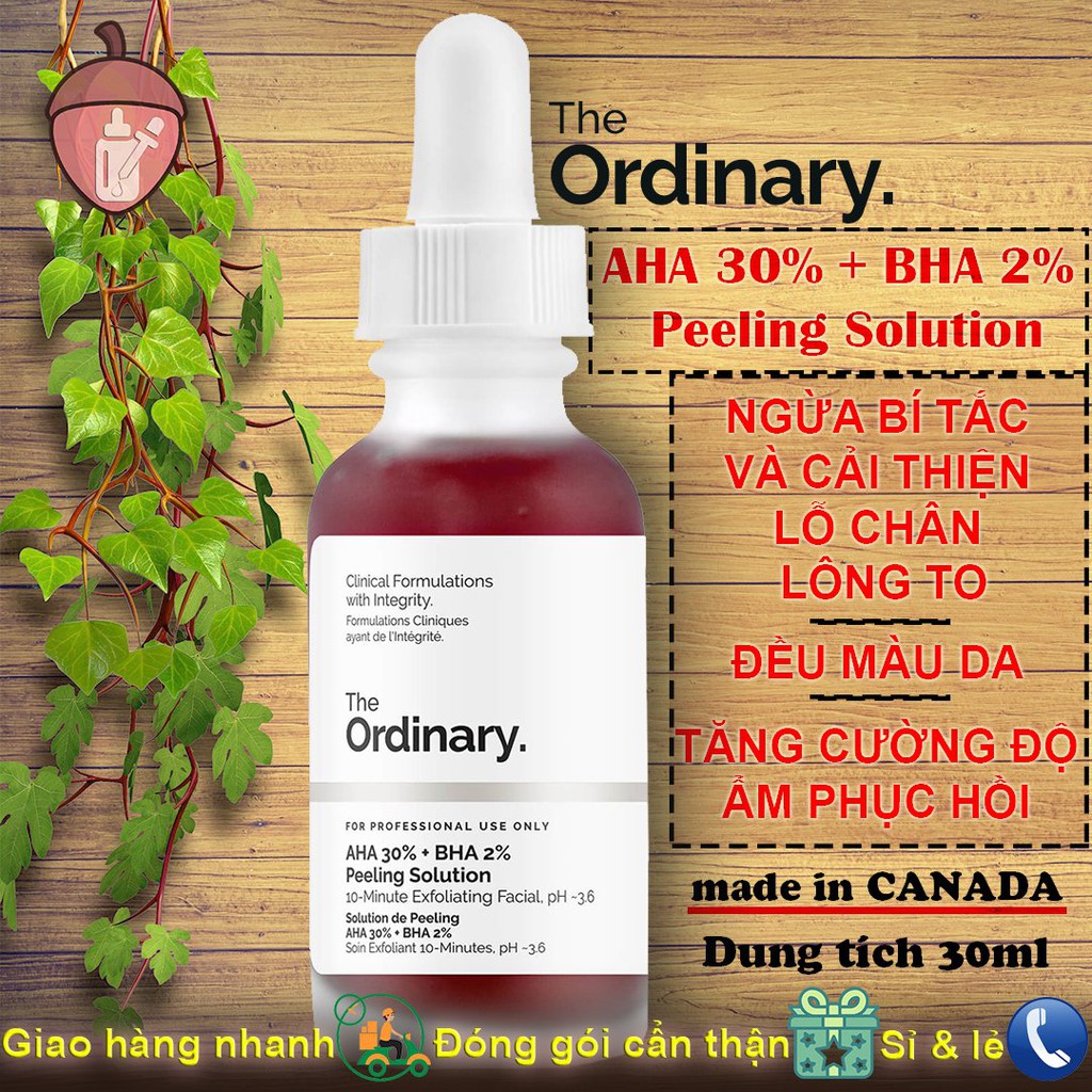 Tinh chất tẩy tế bào chết hóa học The Ordinary AHA 30% + BHA 2% Peeling Solution 30ml