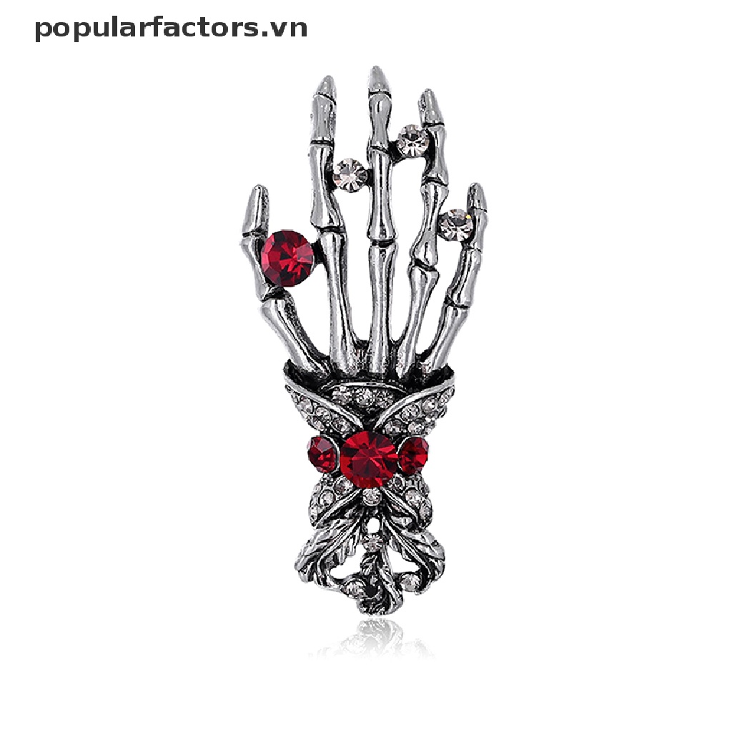 Ghim Cài Áo Hình Đầu Lâu / Bàn Tay Đính Đá Phong Cách Punk Hip Hop