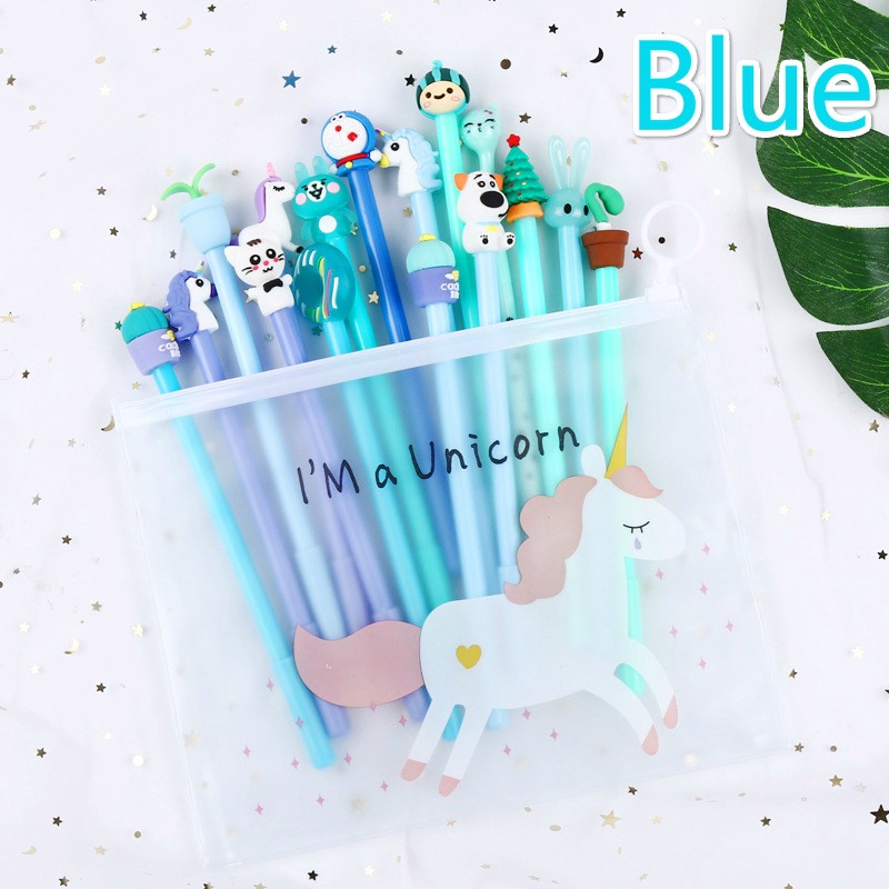 Set 20 bút mực gel ngòi 0.5mm đầu gắn hình con vật đáng yêu