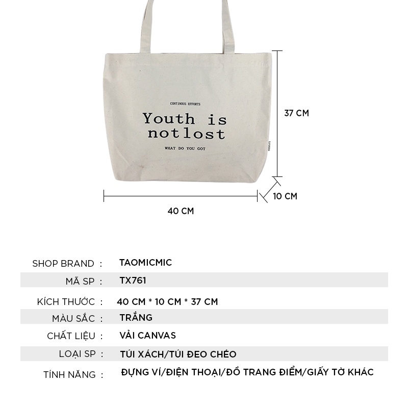 Túi tote vải mềm trơn đeo chéo canvas giá rẻ LUVADO TX761