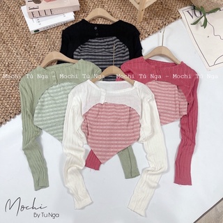 Set áo 2 dây hoạ tiết và cadigan len mỏng