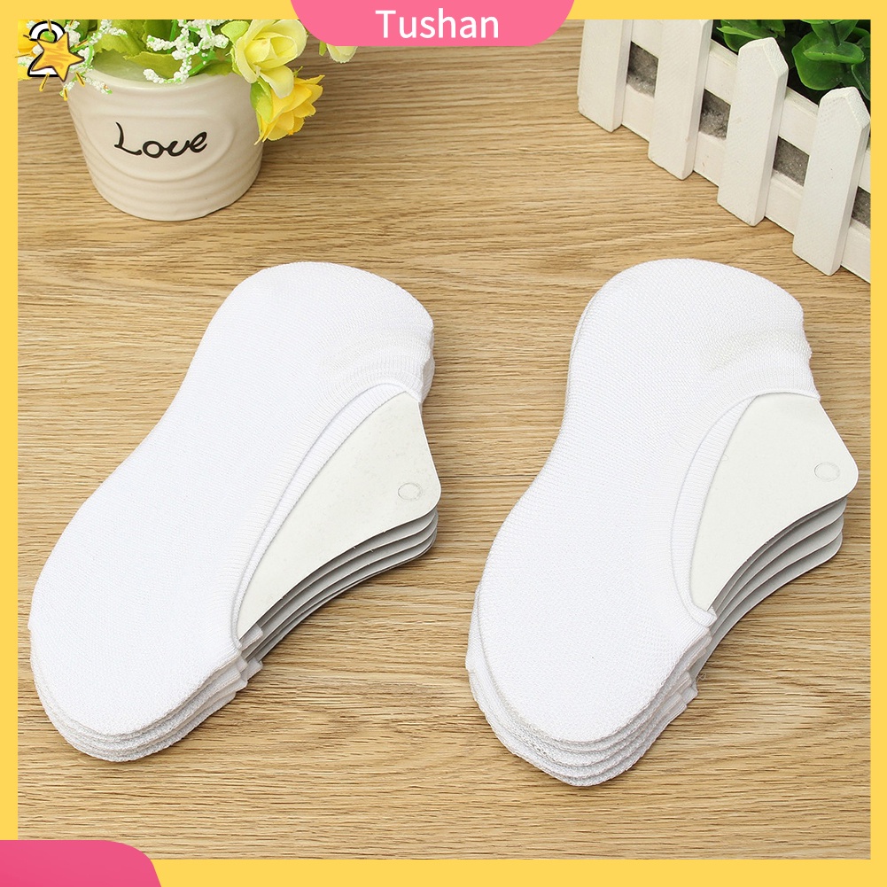 Set 10 đôi tất chống trượt vô hình cổ thấp bằng cotton cho nam