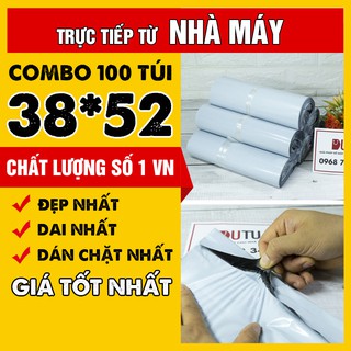 [GIÁ NHÀ MÁY] 100 Túi Đóng Hàng Niêm Phong 2 Lớp Có Sẵn Băng Keo Tự Dính Siêu Dai Màu Trắng Size 38x52