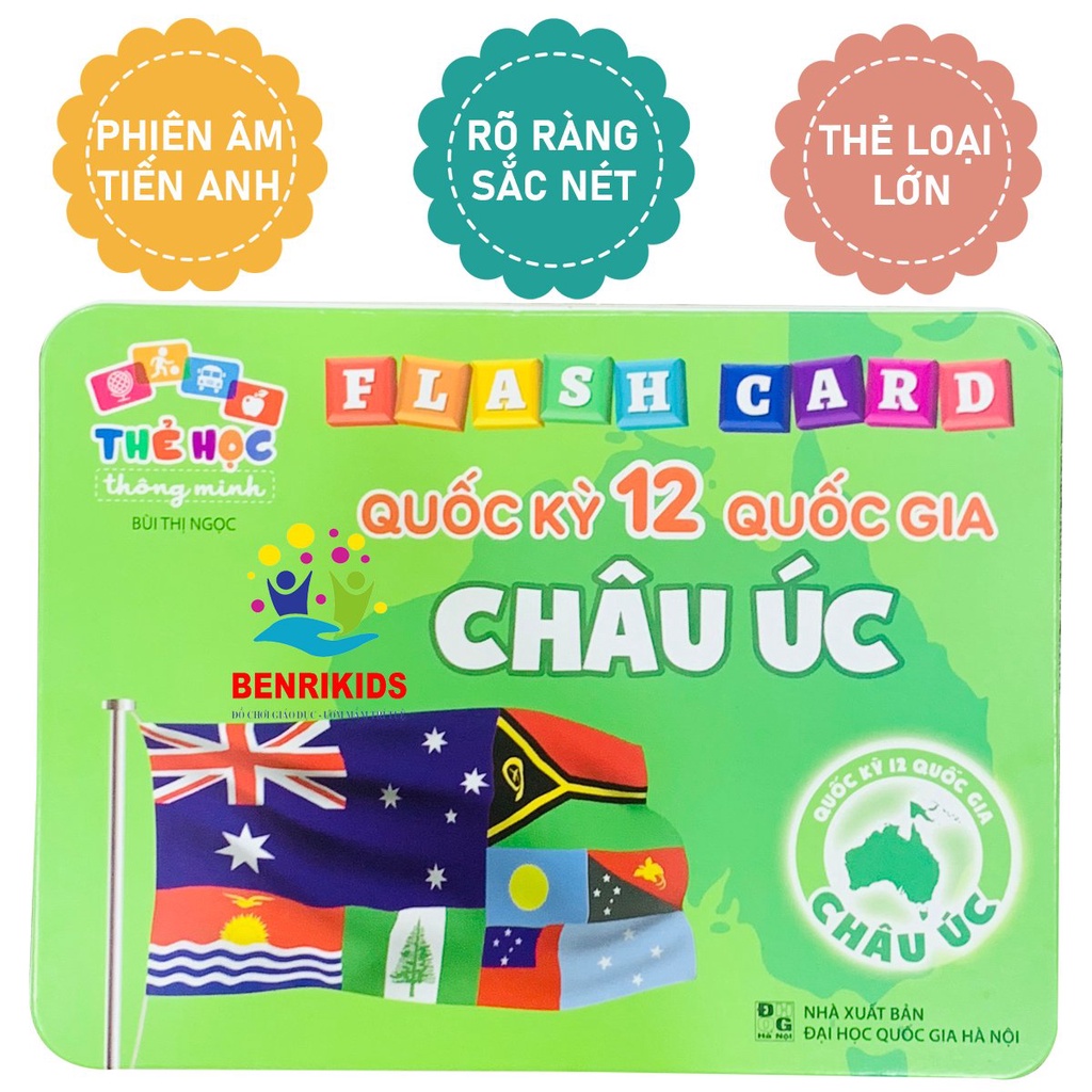 Bộ Thẻ Học Song Ngữ Quốc Kỳ Các Quốc Gia Trên Thế Giới- CHÂU ÚC Flaschcard Kèm Hình Ảnh Sinh Động