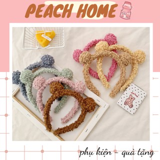 Bờm Cài Tóc Lông Cừu Tai Gấu Dễ Thương Phong Cách Hàn Quốc Băng Đô Rửa Mặt Lông Cừu Mềm Mại 2 Cục Bông