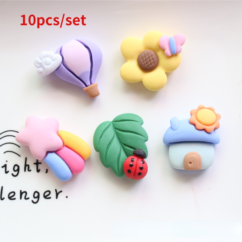 Set 10 Phụ Kiện Giá Đỡ Bút/Điện Thoại Hình Ngôi Nhà/ Bong Bóng Màu Cầu Vồng Bằng Nhựa Resin