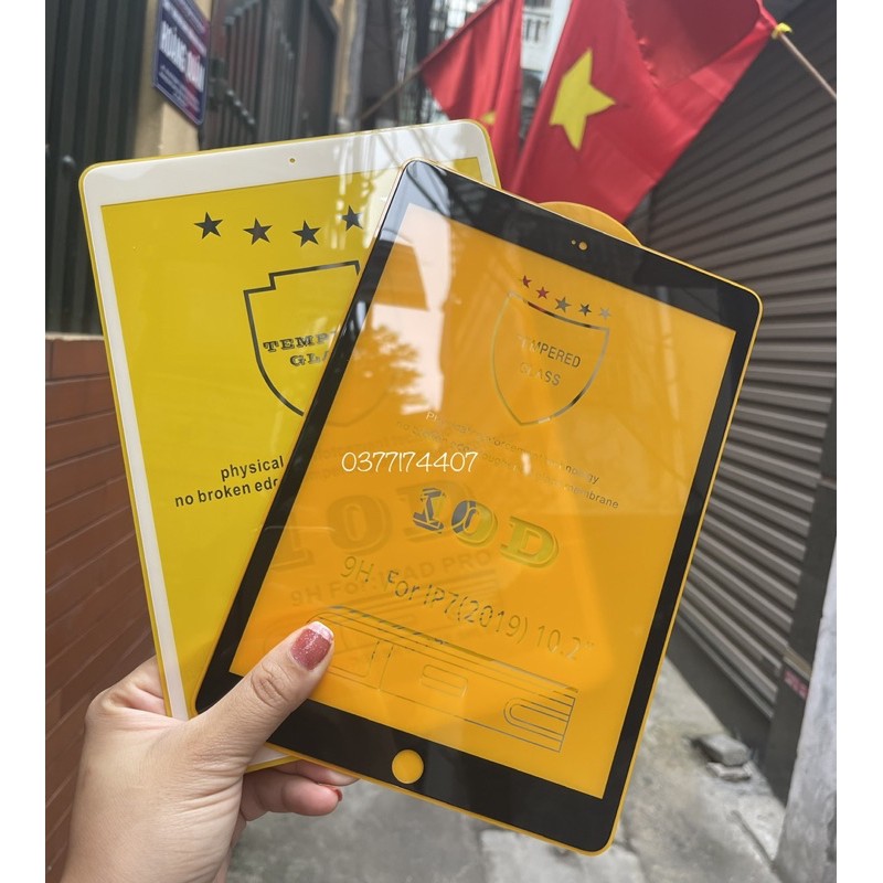 Kính cường lực 10D Full màn cho iPad gen 7, Gen 8 10.2 inch Full keo màn hình viền màu bảo vệ máy