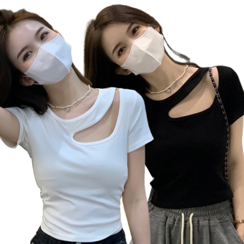 Áo Croptop Tay Ngắn Thiết Kế Độc Đáo Thời Trang Quyến Rũ Cho Nữ