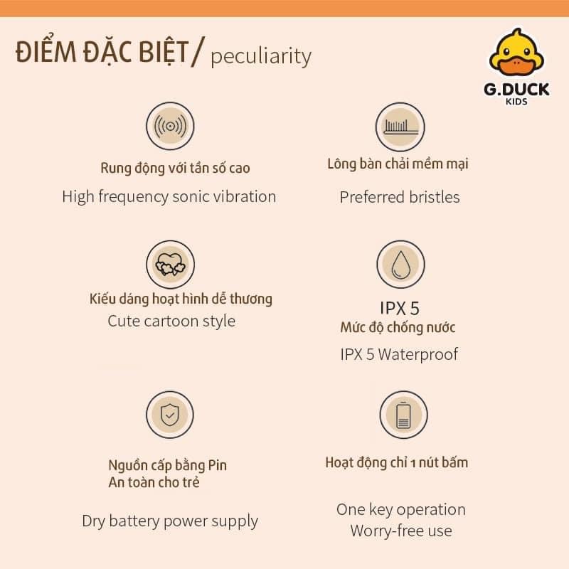 Bàn Chải Đánh Răng Điện Cao Cấp Vịt Vàng Cho Bé