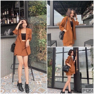Siêu phẩm set áo vest mix quần giả váy