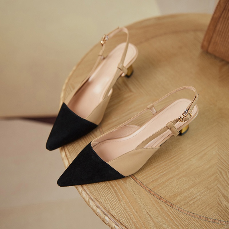 Giày cao gót IELGY mũi nhọn phối màu không gian phong cách retro niche cho nữ