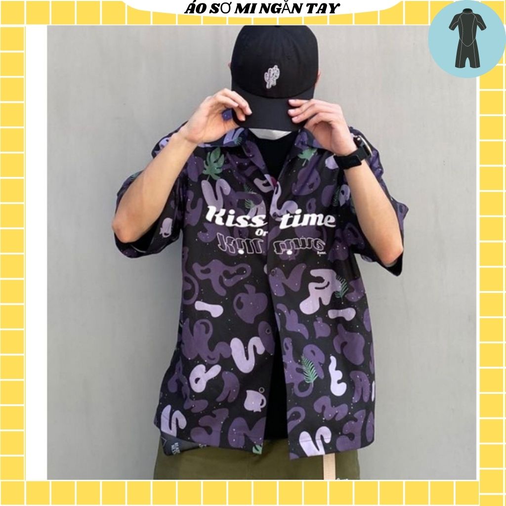 Áo Sơ Mi Tay Ngắn Unisex Cổ Bẻ Phông Cách Hàn Quốc Freesize