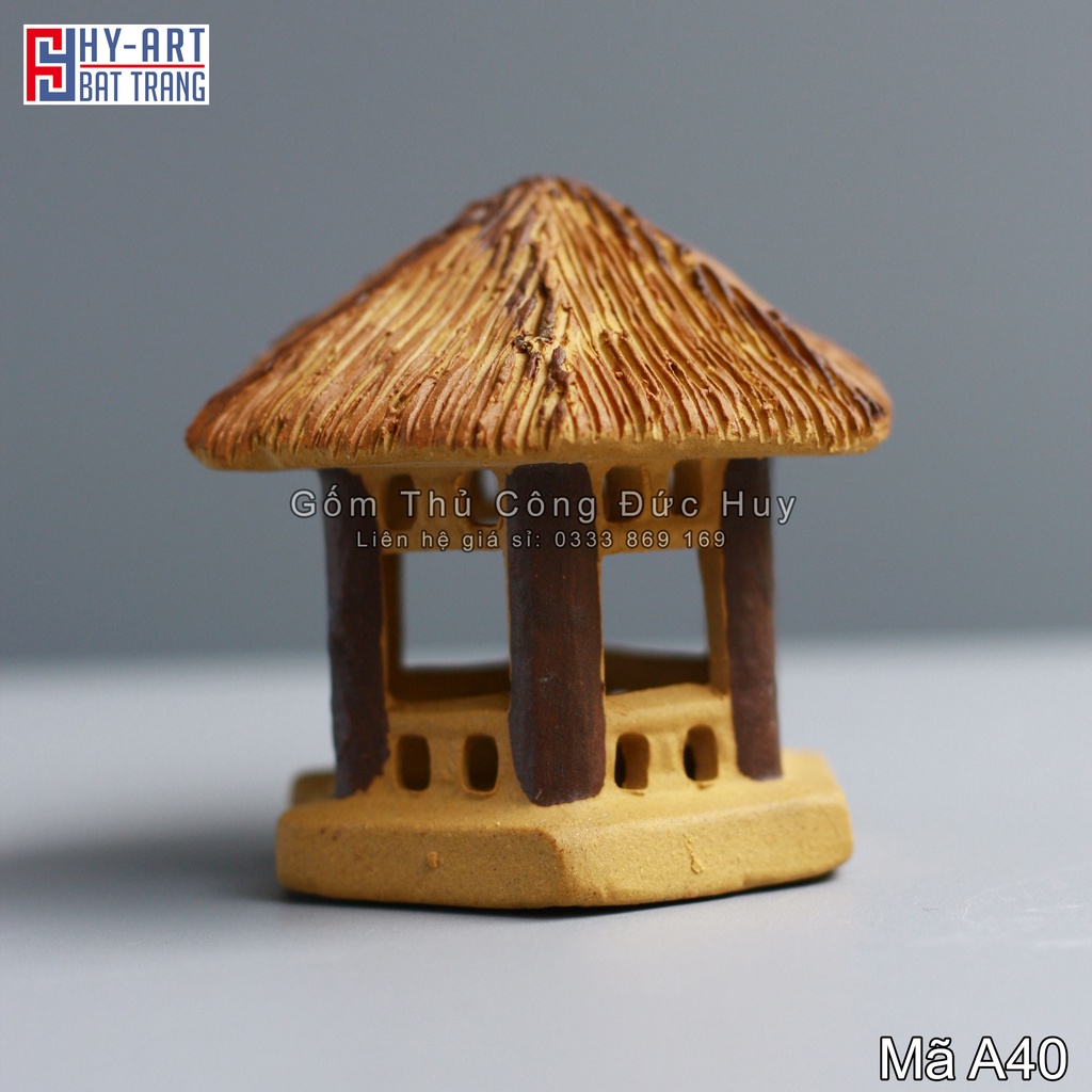 Tiểu cảnh hồ cá, trang trí bể cá cảnh, Mô hình gốm lầu gió mini trang trí hòn non bộ chậu cây bonsai
