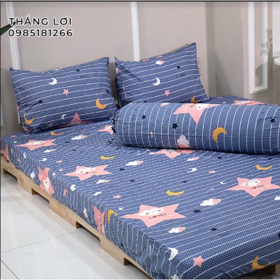 Drap Cotton 100% Thắng Lợi chính hãng Mẫu Sao Xanh IN LOGO THẮNG LỢI vệ sinh dễ dàng.