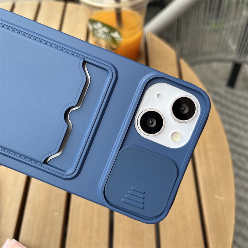 Ốp Điện Thoại Silicon Mềm Dạng Ví Trượt Bảo Vệ Camera Cho iPhone 14 Pro Max 12 11 13 Pro Max X XR XS 6 6S 7 8 Plus Mini SE