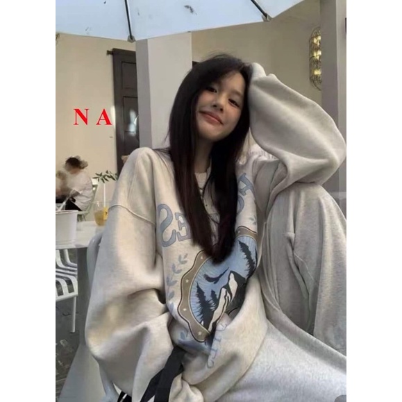 Sét Bộ thu đông Nữ For Ulzzang tay bồng in chữ kèm quần bom chun ống🪴sweater dài tayĐồ mặc nhà ngủ thu dong