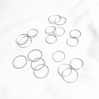 Nhẫn bạc TLEE basic hình khối mix match cá tính TLEE JEWELRY A0333