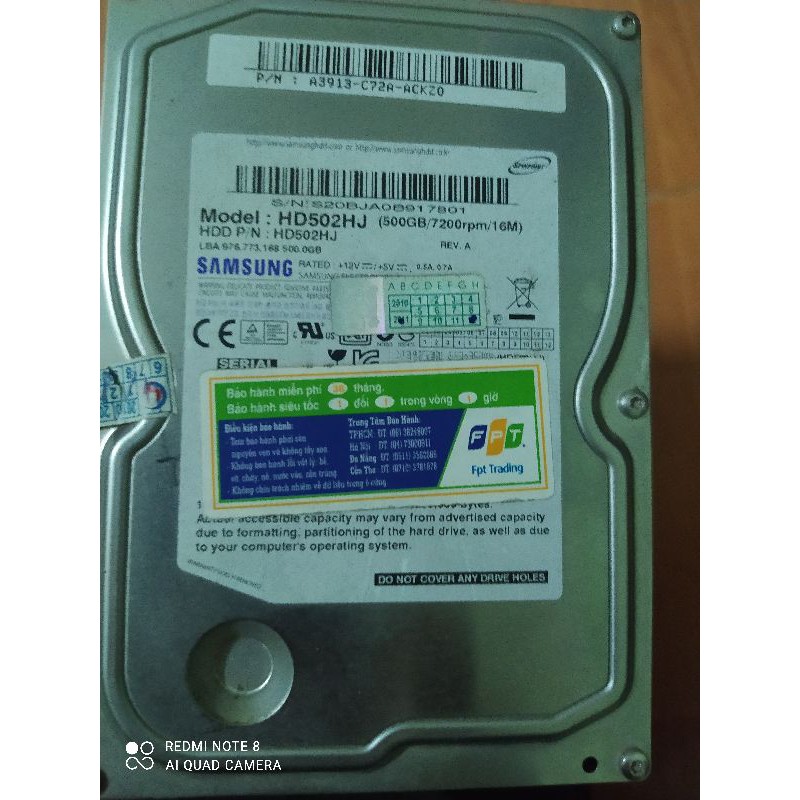 Ổ cứng máy tính 500GB bóc máy các loại Samsung, Seagate, Westen