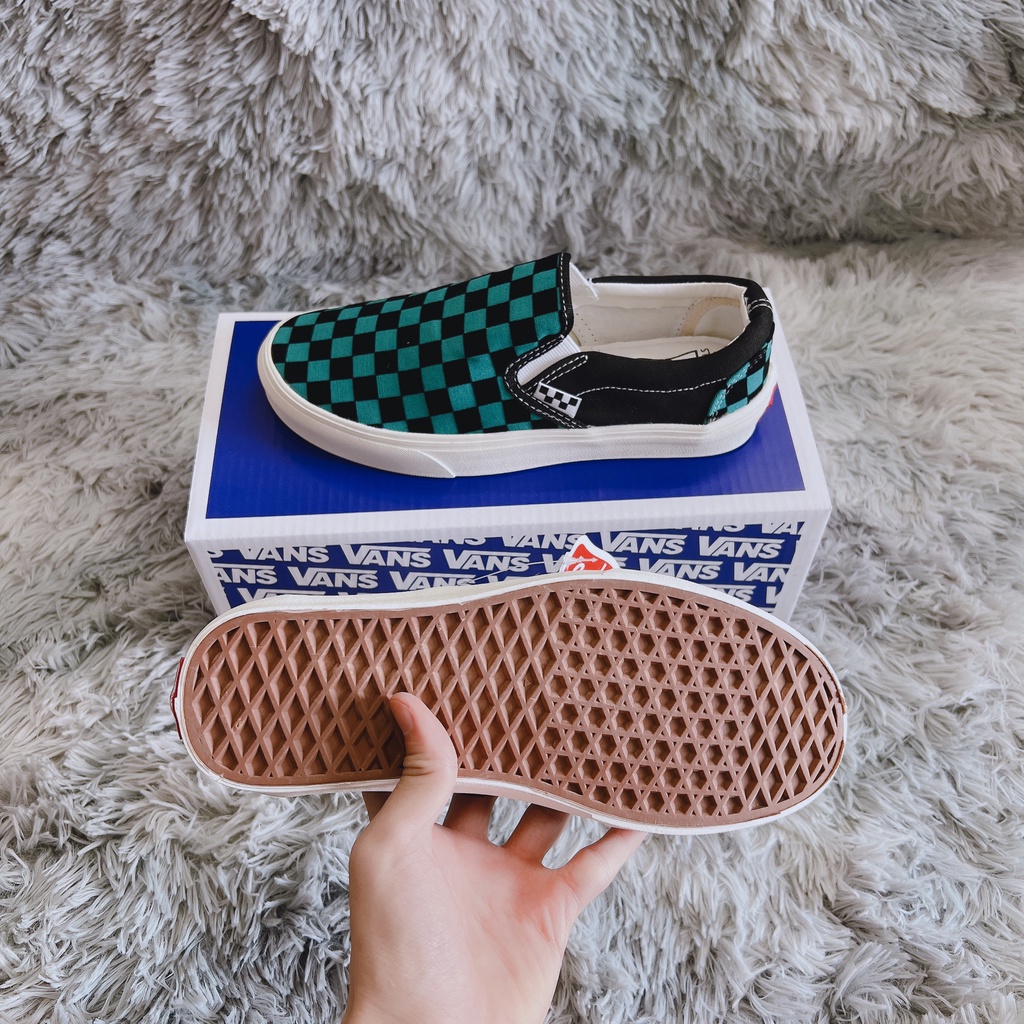 Giày vans caro xanh hàng 1:1 chất lượng