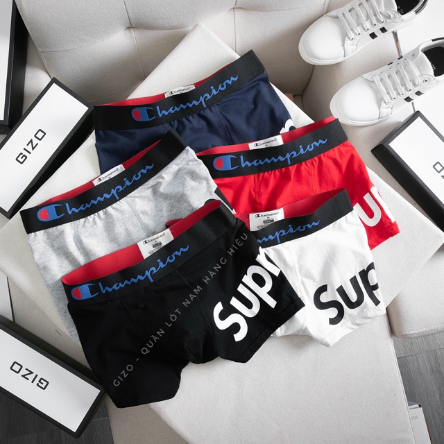 Quần lót nam dáng đùi, quần sịp boxer nam in chữ, vải cotton thấm hút tốt SUP03A