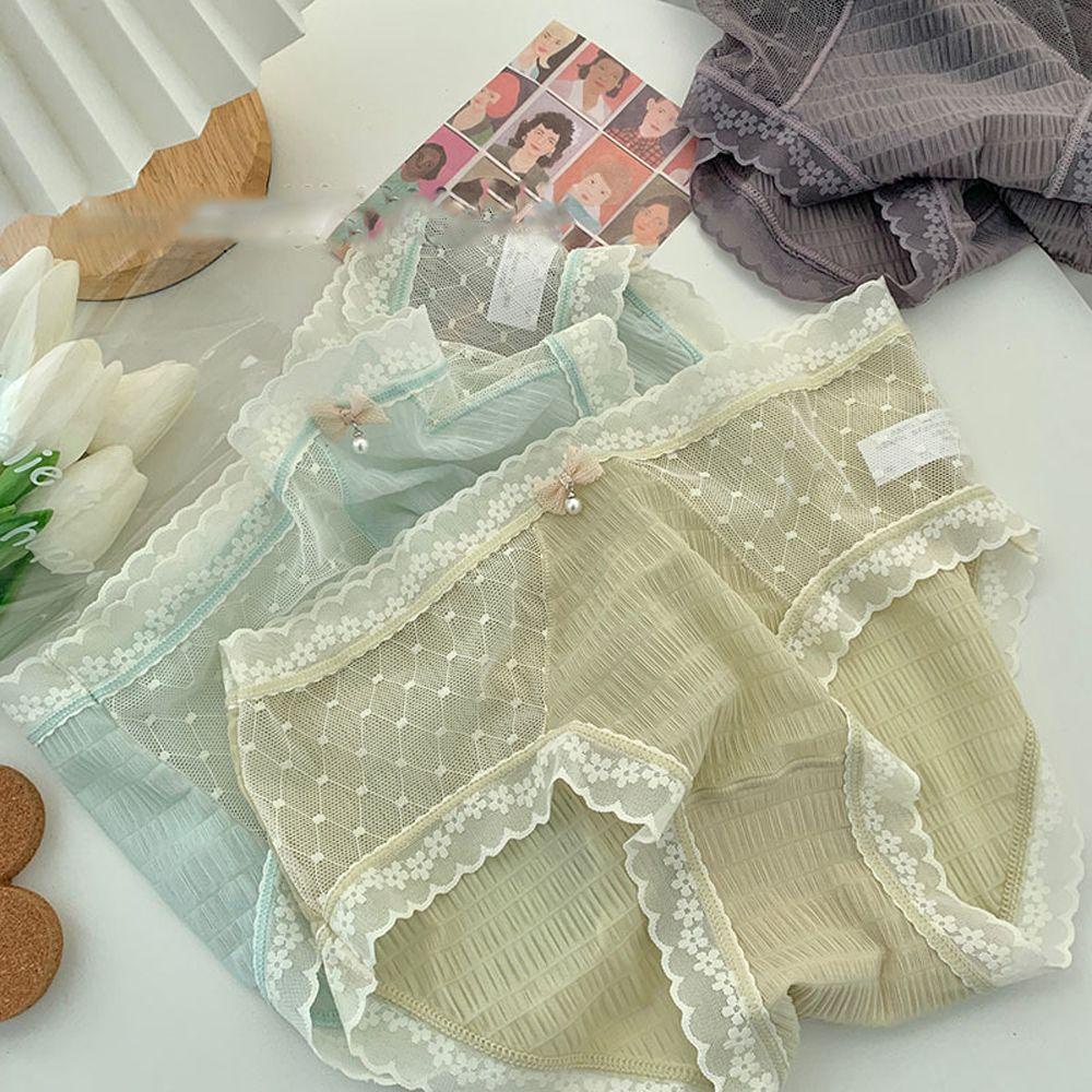 Quần Lót Lưng Vừa Thoáng Khí Màu Sắc Ngọt Ngào Phong Cách Nhật Bản Cho Nữ