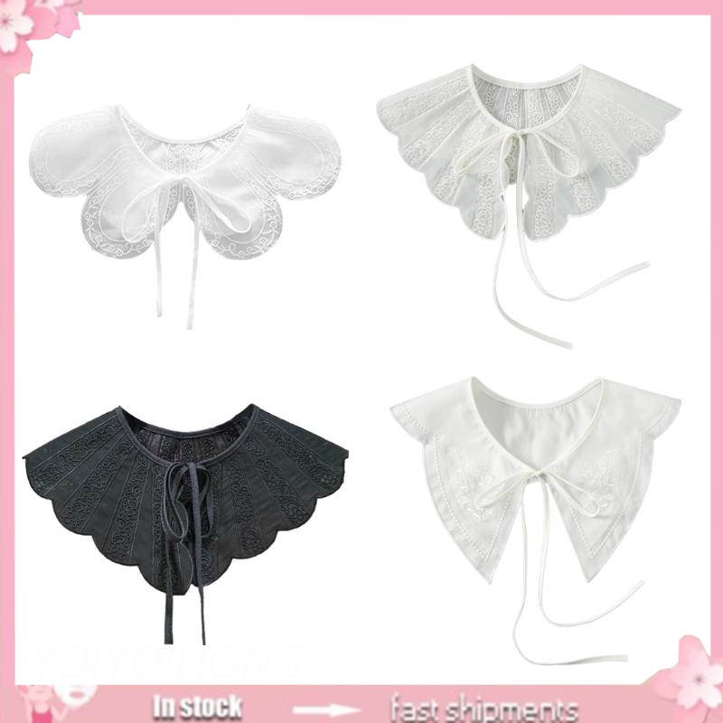 Cổ áo sơ mi/ đầm/ áo sweater thêu họa tiết xinh xắn thời trang cho nữ