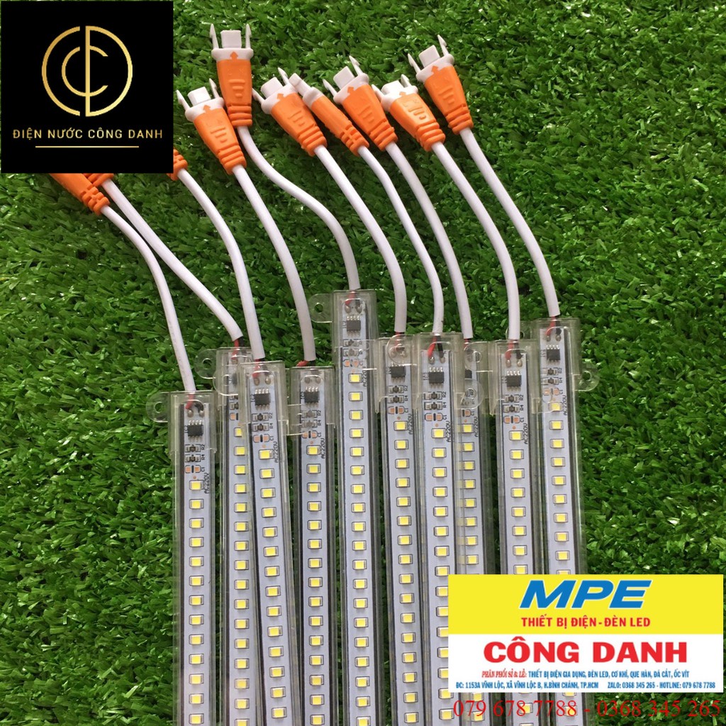 Đèn led thanh 220v chíp 2835 siêu sáng bọc nhựa, led thanh 220v 30cm 50cm 1m ánh sáng trắng vàng
