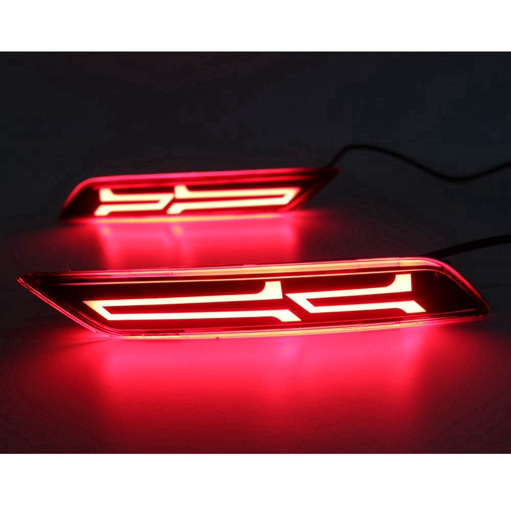 Red LED Reflector Rear Bumper Tail Light For Honda City 2017 2018 2019 Driving Stop Brake Signal Lamp FJ Shape