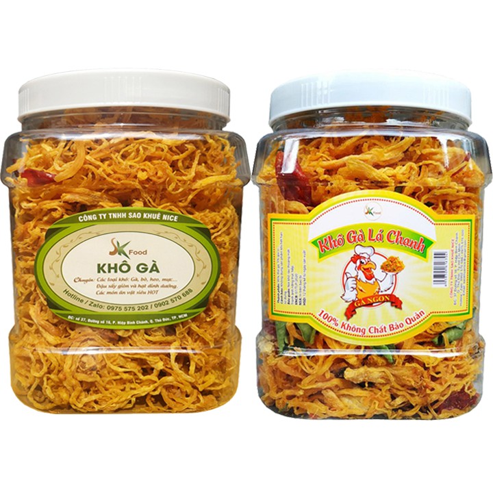 COMBO 1KG - KHÔ GÀ LÁ CHANH VÀ KHÔ GÀ BƠ TỎI HIỆU SK FOOD
