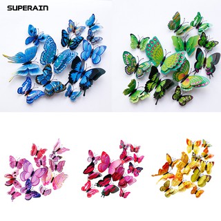Set 12 miếng dán tường trang trí hình bướm 3D