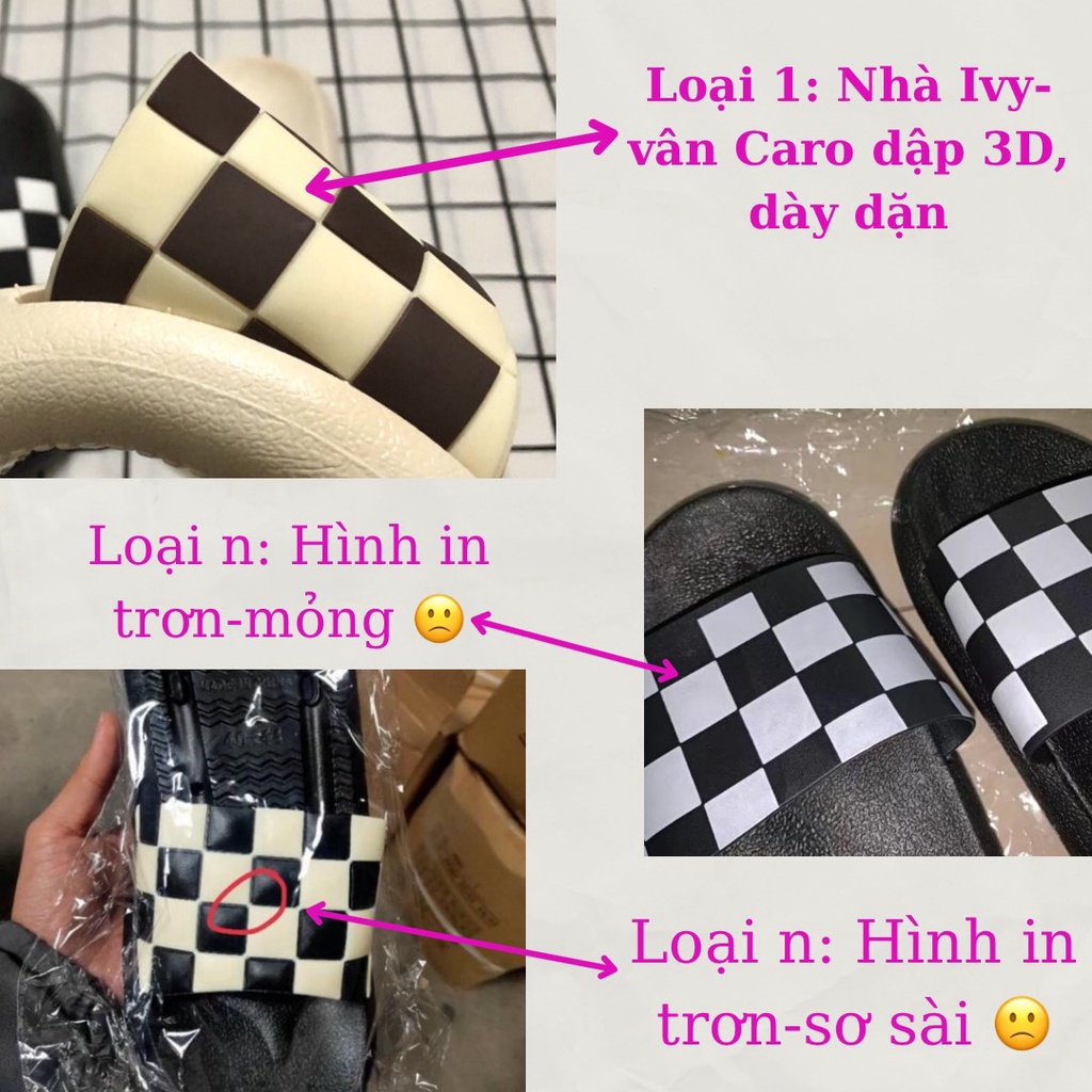 Dép Bánh Mì Kiểu Dép Quai Ngang Họa Tiết Hình Kẻ Caro Phong Cách Ulzzang Xinh Xắn Cute