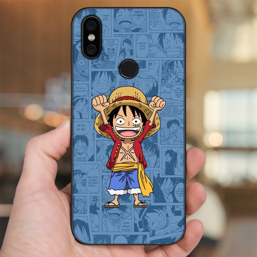 Ốp lưng Xiaomi Mi A2, Redmi 6X viền đen in hình Luffy One Piece