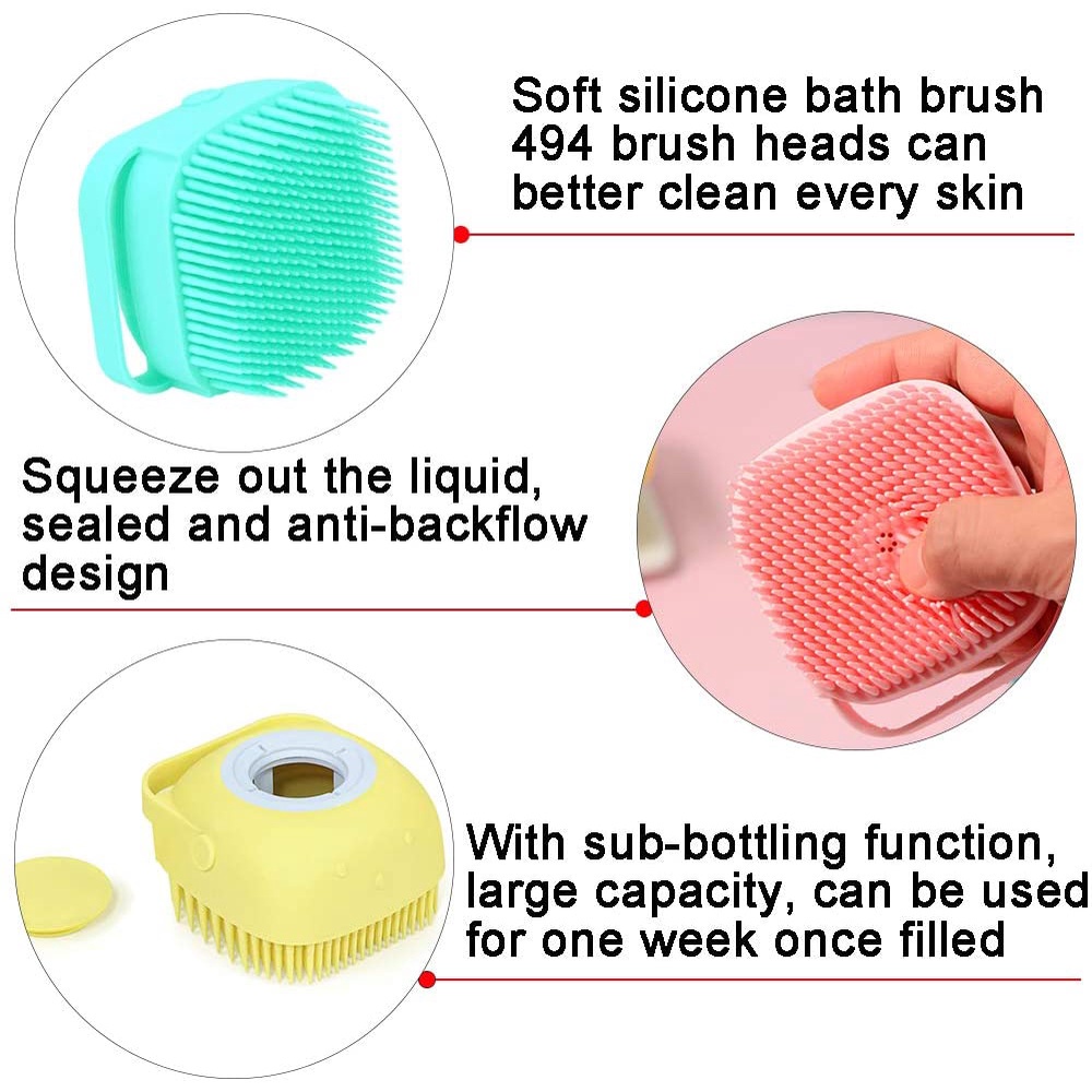 【RIZER】Bàn Chải Tắm Mát Xa Cho Thú Cưng Bằng Silicone Mềm 2.7oz/80ml