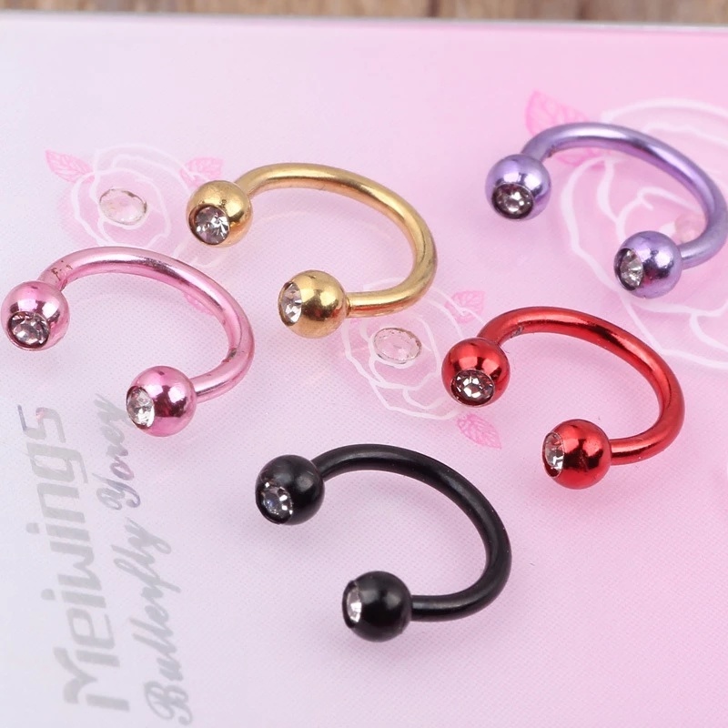 1 Khuyên Mũi Thép Không Gỉ Đính Pha Lê 16g