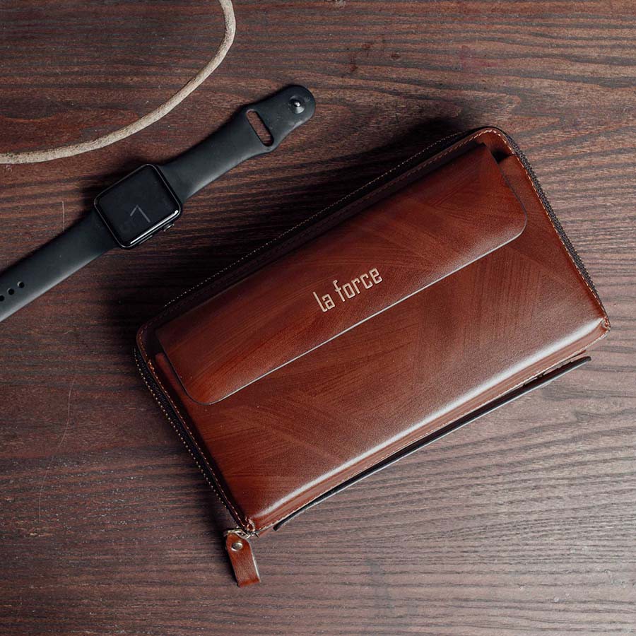 Ví Cầm Tay Nam LAFORCE Da Bóng VCTLA196-1-N Tặng Tất Nam Cao Cấp