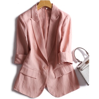 Áo vest blazer nữ tay lỡ dáng lửng ve ngóc SLINEN, chất vải Linen bột Premium, form lửng trẻ trung.