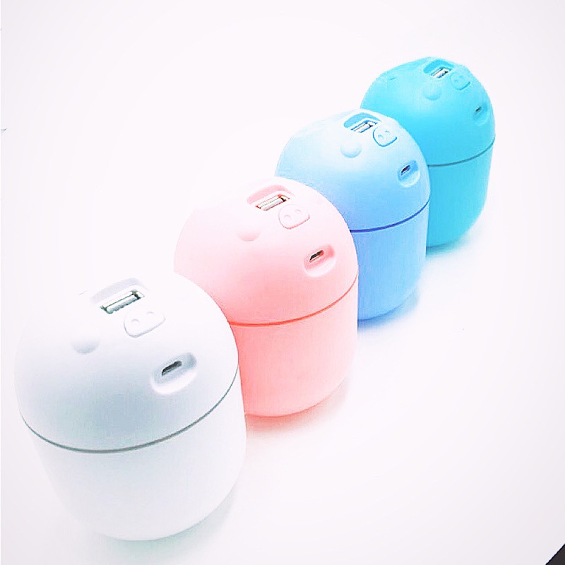 Máy Xông Tinh Dầu Hình Bé Heo Cute, Làm Ẩm Không Khí 4 Trong 1, Có Cổng Sạc USB (4 màu)