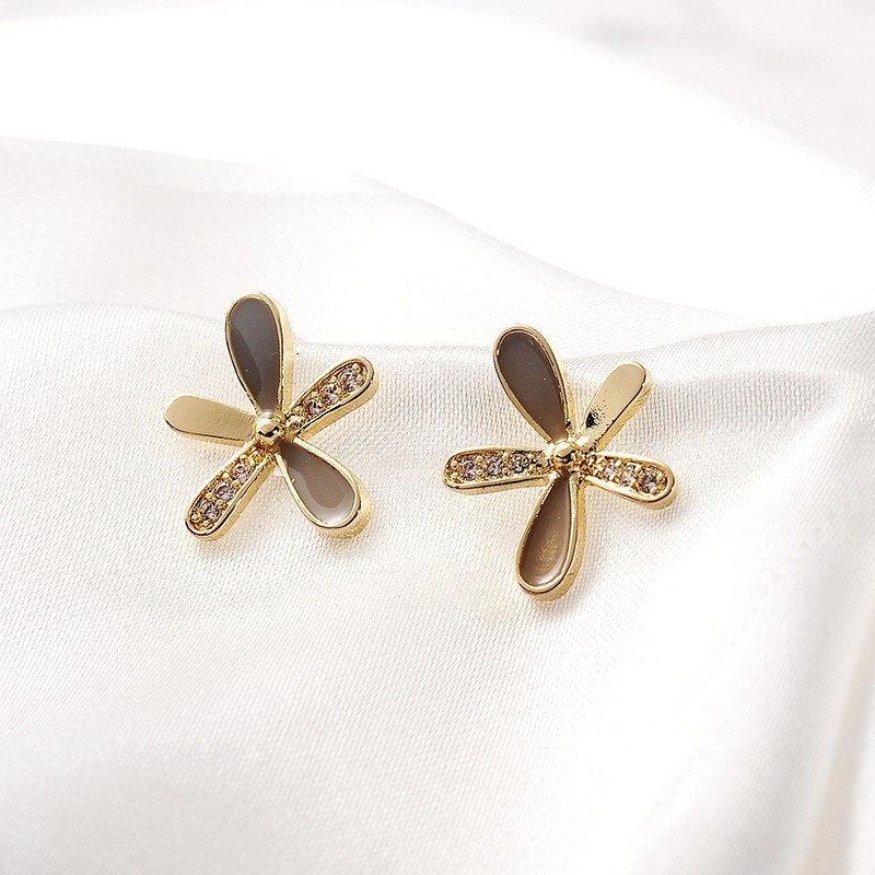 Silver Plated 925 Earrings Simple Flower Pattern Korean Fashion