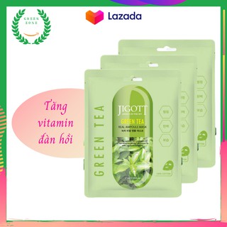 Mặt Nạ Dưỡng Trắng Da Trà Xanh Jigott Ampoule Hàn Quốc, Mặt Nạ Trắng Da, Chống Lão Hóa