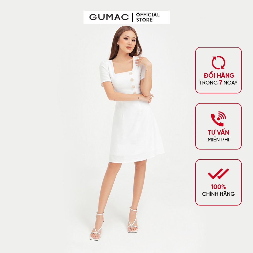 [Mã WABRGU155 giảm 15% tối đa 50k đơn 199k] Đầm body nữ GUMAC thiết kế dáng ôm màu trắng DB429 | BigBuy360 - bigbuy360.vn