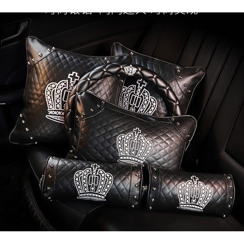 【Ready Stock】 Comfortable Leather DAD Crown Car Headrest Neck Pillow Lumbar Support sLCQ