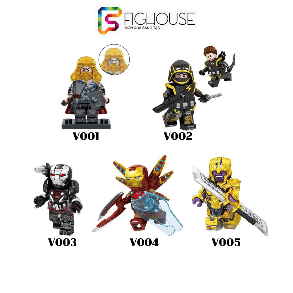 Xếp Hình Minifigures Thanos, Iron Man, Thor - Đồ Chơi Lắp Ráp non-lego Logo V001-V005 [C9]