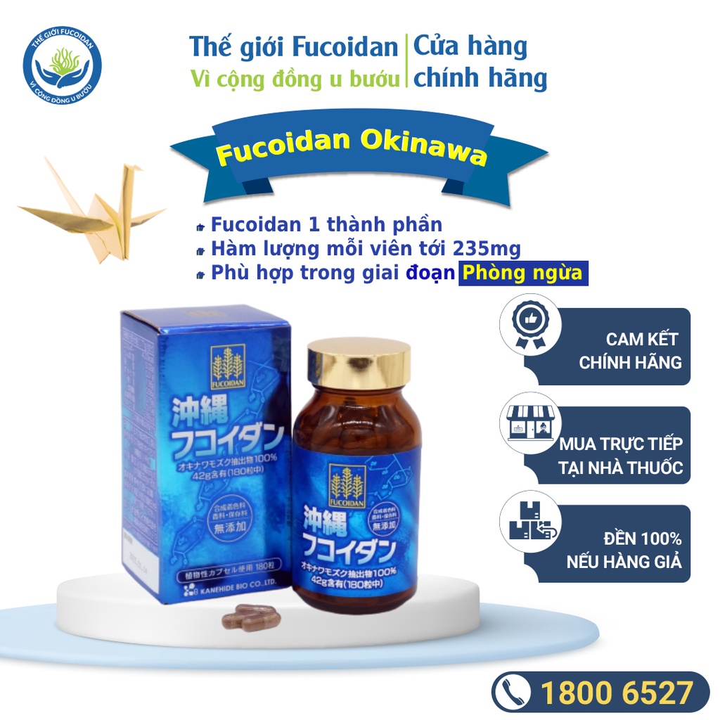 Okinawa Fucoidan Kanehide Bio - Fucoidan xanh Nhật Bản 180 viên - Hỗ trợ điều trị u bướu