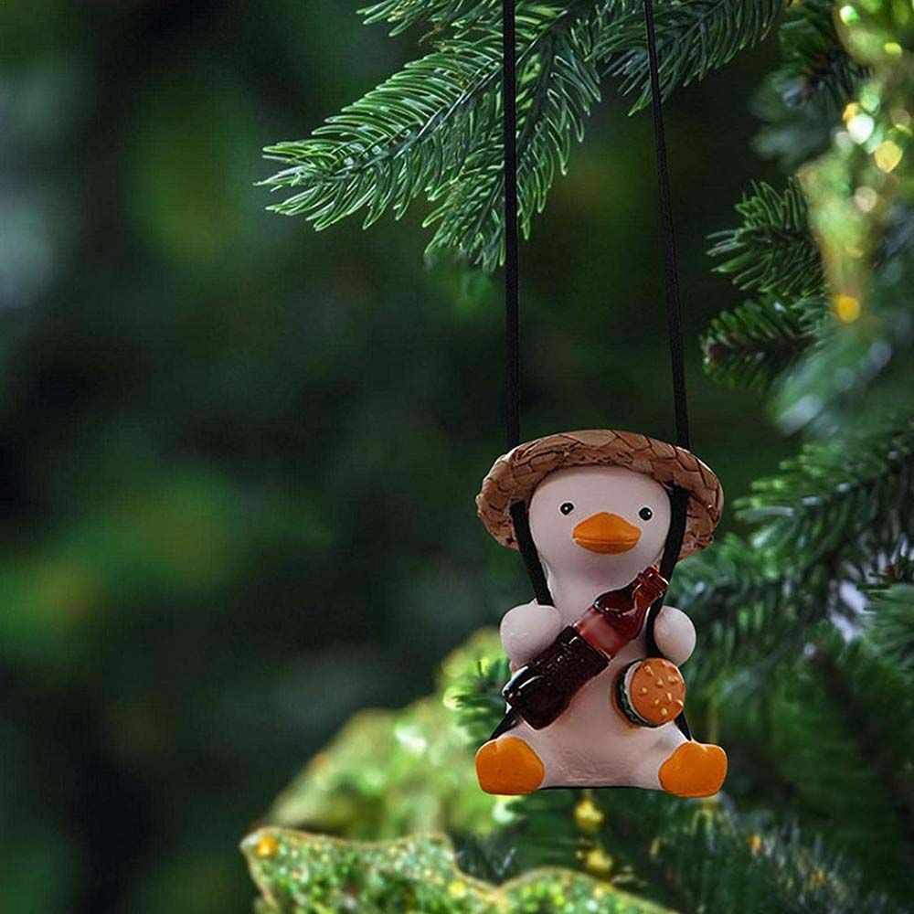 Mặt dây treo trang trí gương chiếu hậu xe hơi hình chú vịt hoạt hình sáng tạo